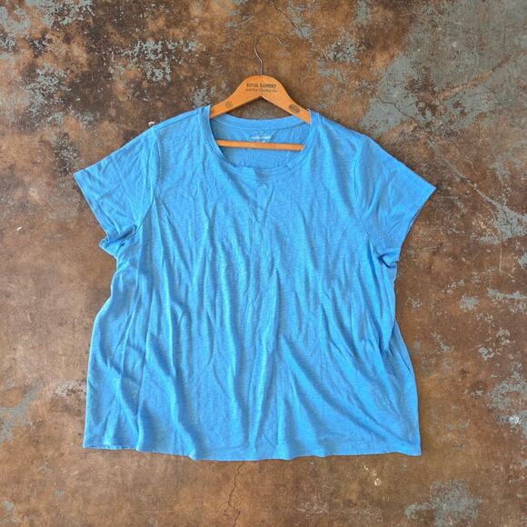 Eileen Fisher 100% Linen Short Sleeve T Shirt Top Plus Size 1X Blue Classic - Picture 1 of 7